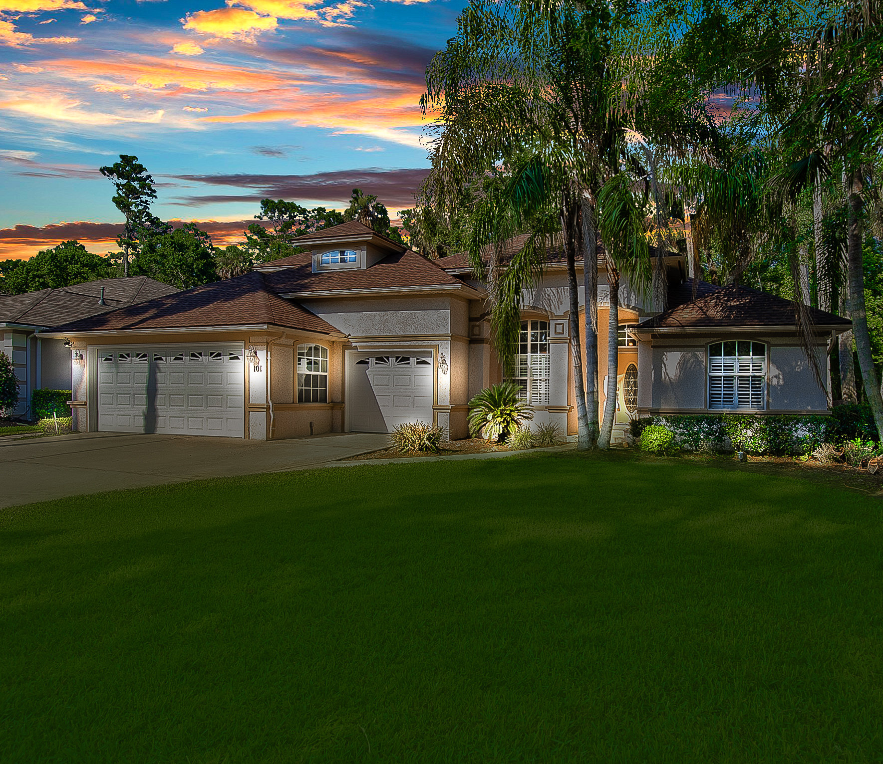 101 old mill ct ponte vedra beach front of house at sunset