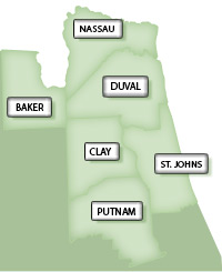 Map of Northeast Florida Counties Jacksonville FL